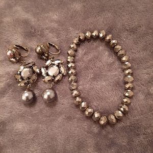 Sparkling Bronze Bracelet Earring Set